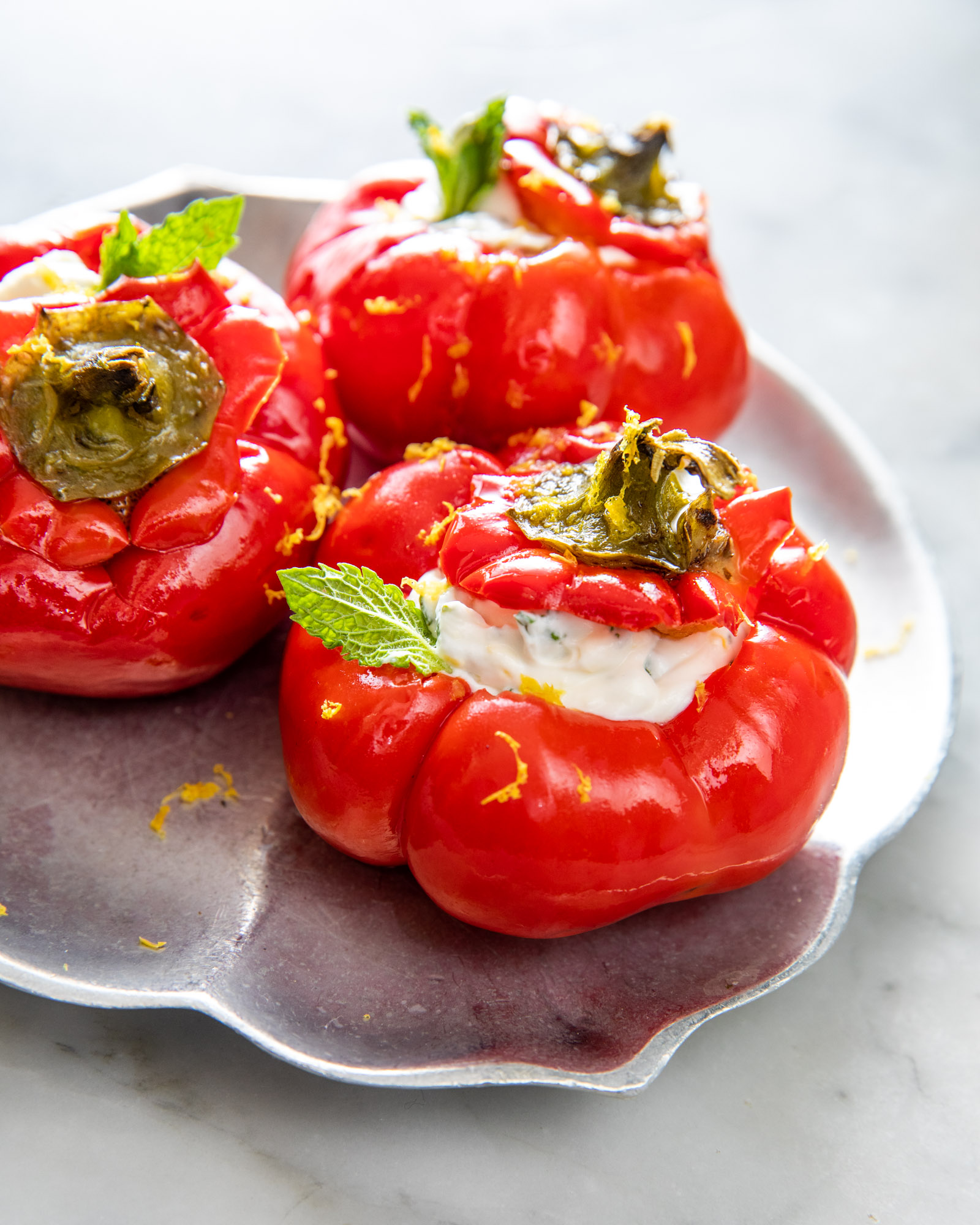 Greek tomato filled with labne.