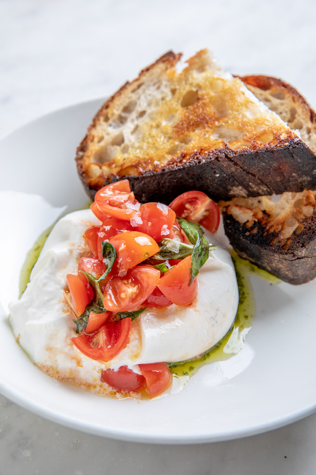 a photograph of burrata