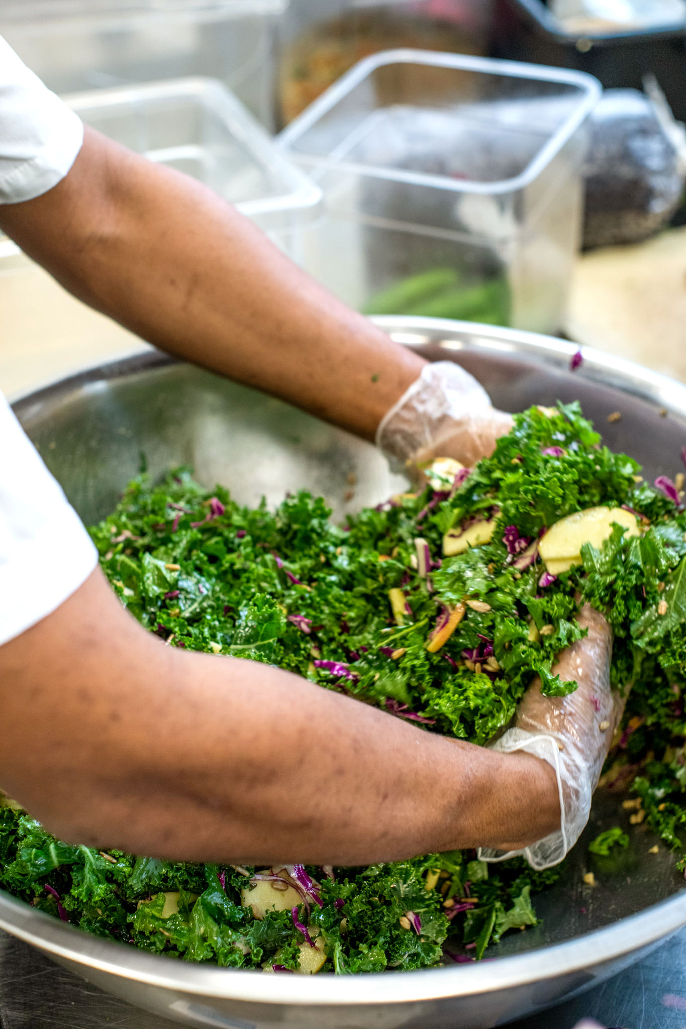 Food being prepped in a restaurant