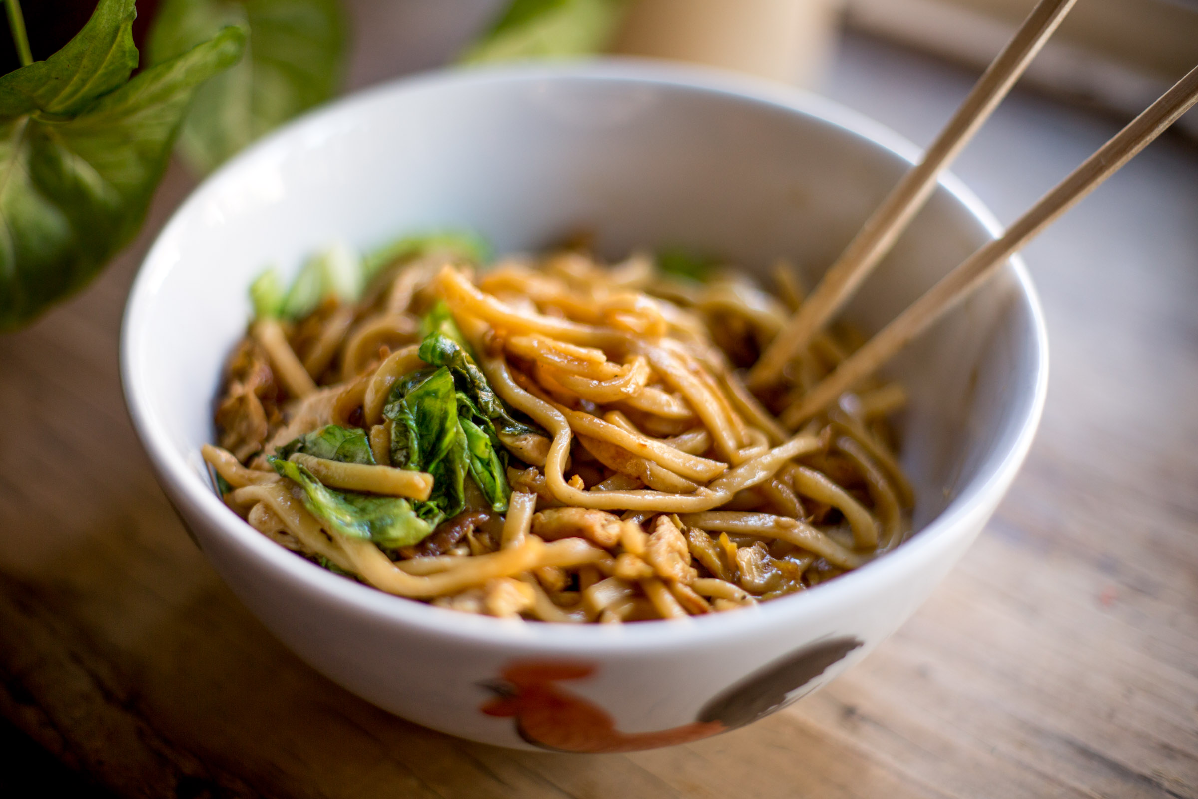 Messy Thai Noodles photographed in a very foodporn way