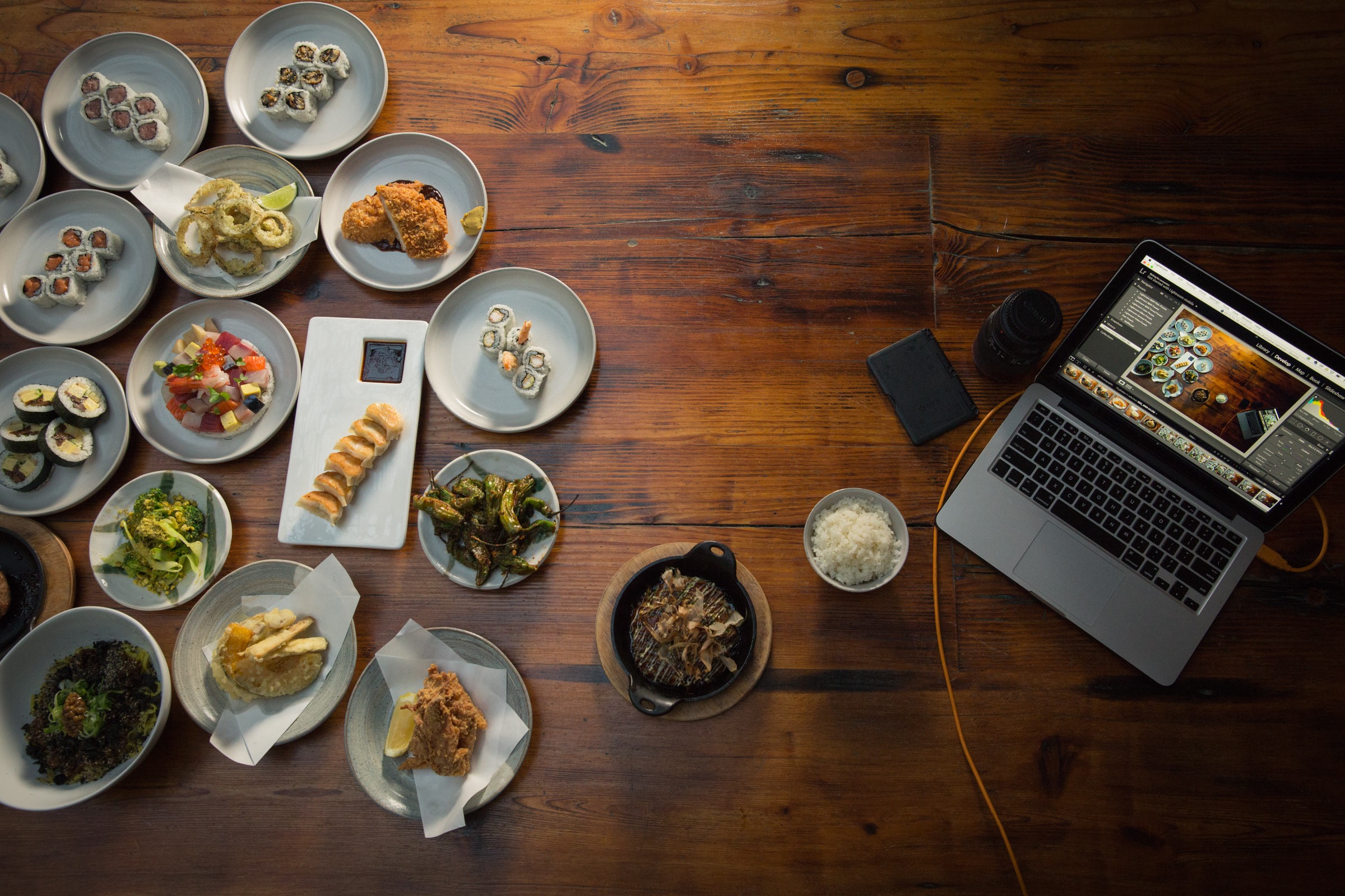 Food being photographed in a restaurant