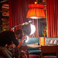 a food photographer in a restaurant