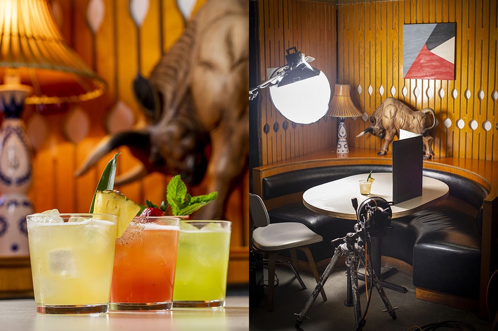Mexican cocktails being photographed for a restaurant