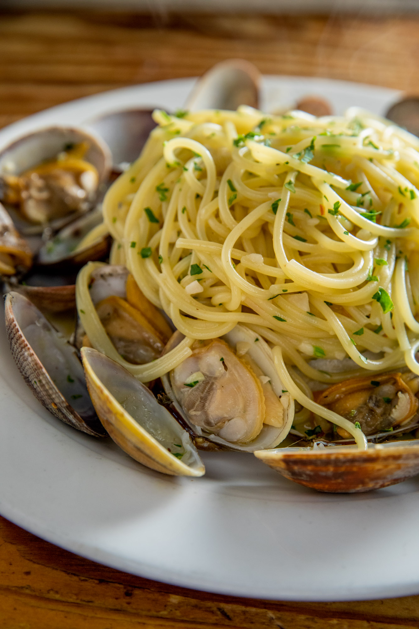 Spaghetti vongole at an Italian Restaurant