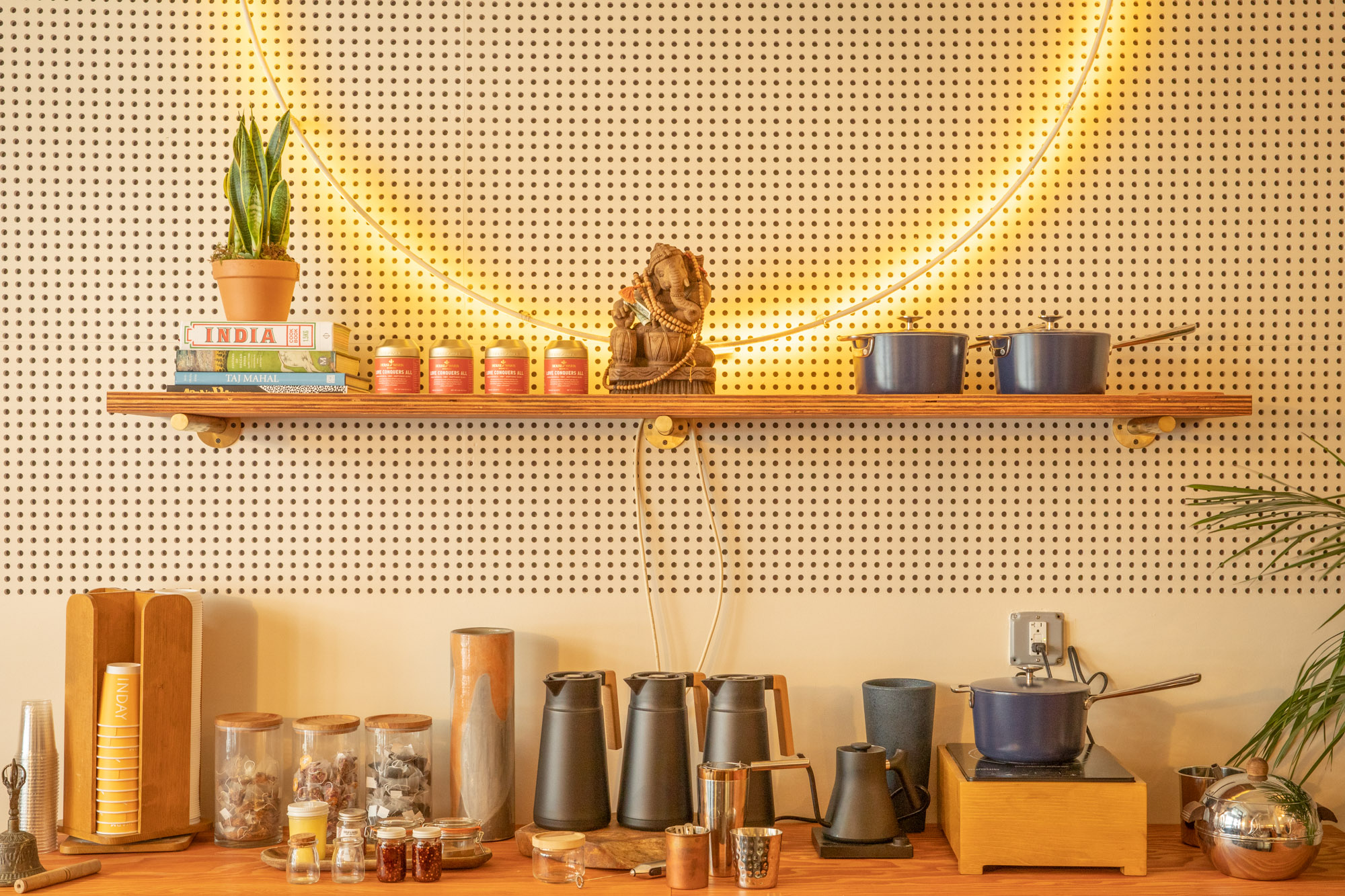 Coffee service in a fast casual Indian restaurant